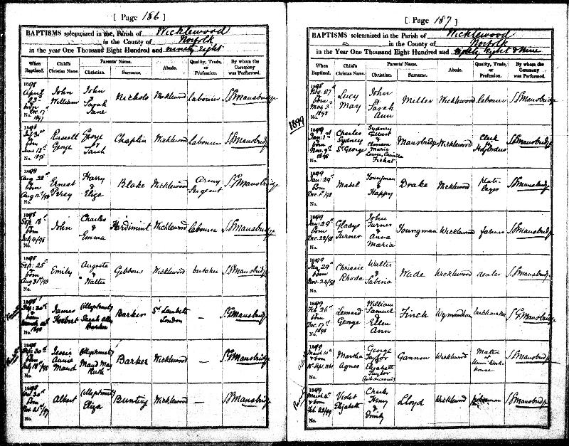 Nichols (John William) 1898 Baptism